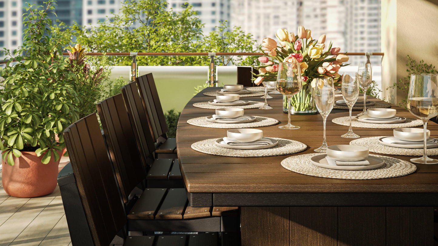 LuxCraft Recycled Plastic 4’ x 10’ Urban Oval Table (DINING HEIGHT) - LEAD TIME TO SHIP 3 TO 4 WEEKS