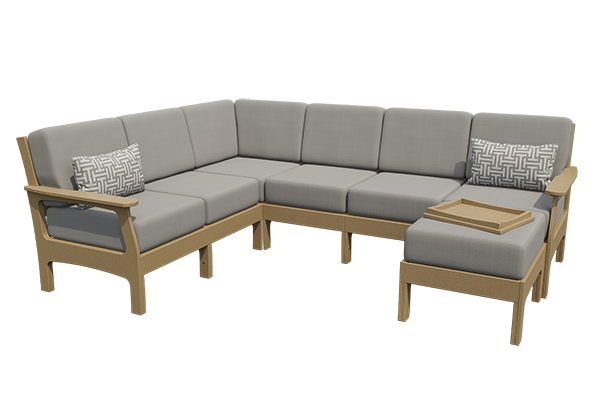 Patiova VaraMora Deep Seating 6-Seat Sectional with Ottoman & Hideaway Tray - LEAD TIME TO SHIP 4 WEEKS