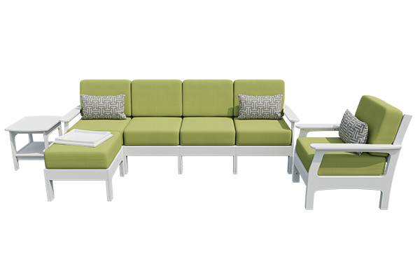 Patiova VaraMora Deep Seating 4-Piece Set: 4-Seat Sofa, Chair, Side Table, and Ottoman with Hideaway Tray - LEAD TIME TO SHIP 4 WEEKS