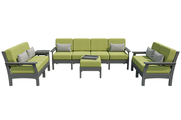 Patiova VaraMora Deep Seating 5-Piece Set: 4-Seat Sofa, 2 Loveseats, 1 Side Table, and Ottoman with Hideaway Tray - LEAD TIME TO SHIP 4 WEEKS