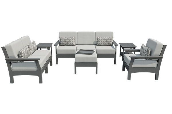 Patiova VaraMora Deep Seating 6-Piece Set: 3-Seat Sofa, Loveseat, Chair, 2 Side Tables, and Ottoman with Hideaway Tray - LEAD TIME TO SHIP 4 WEEKS
