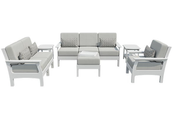 Patiova VaraMora Deep Seating 6-Piece Set: 3-Seat Sofa, Loveseat, Chair, 2 Side Tables, and Ottoman with Hideaway Tray - LEAD TIME TO SHIP 4 WEEKS
