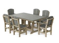 7 Piece Rectangular Patio Dining Set Poly Table Set Rocking Furniture