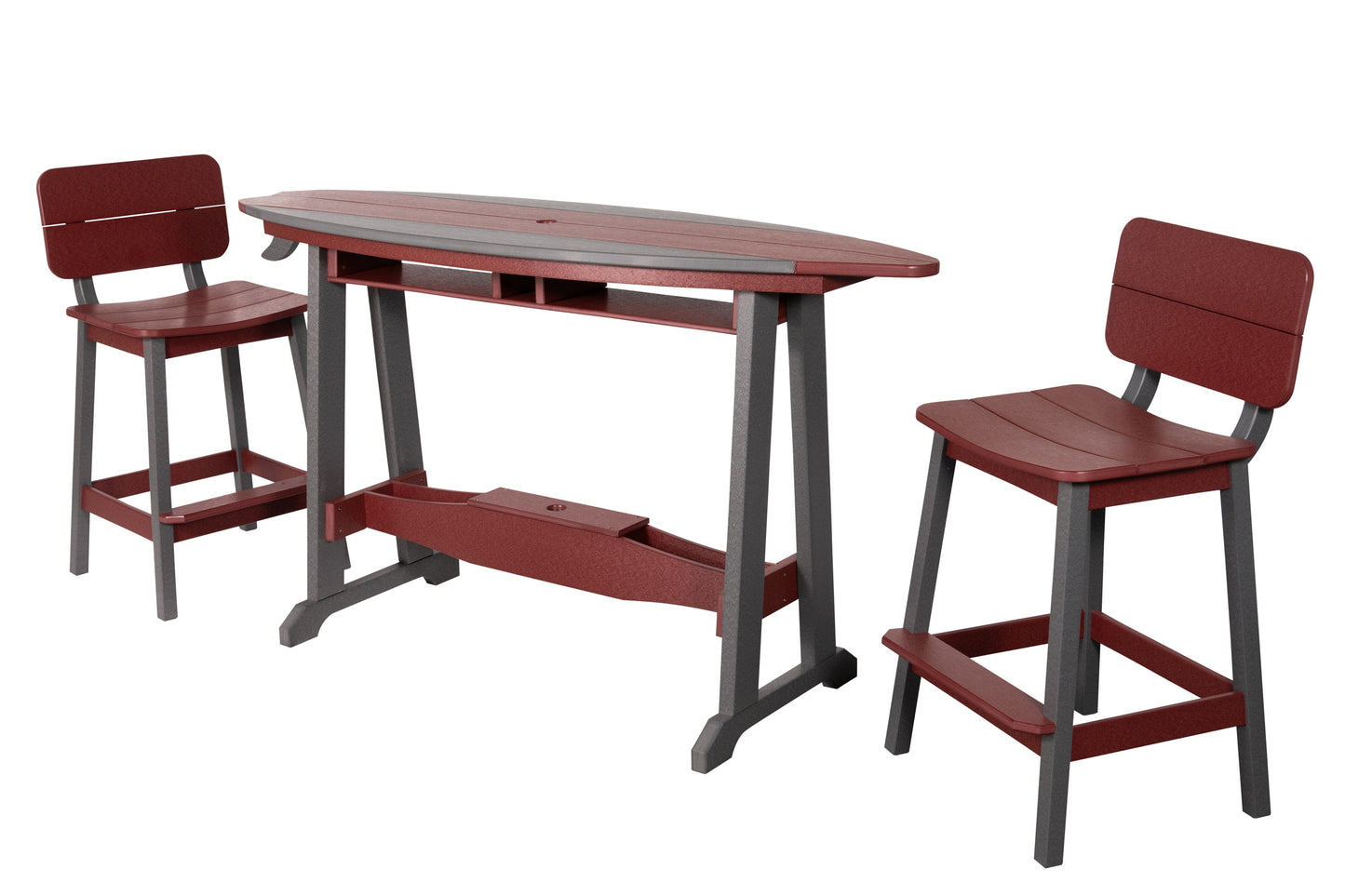Beaver Dam Woodworks 6' Surf-Aira Bar Table Saddle Bar Stool w/ Back 5 Piece Set - BAR HEIGHT - LEAD TIME TO SHIP 4 WEEKS OR LESS