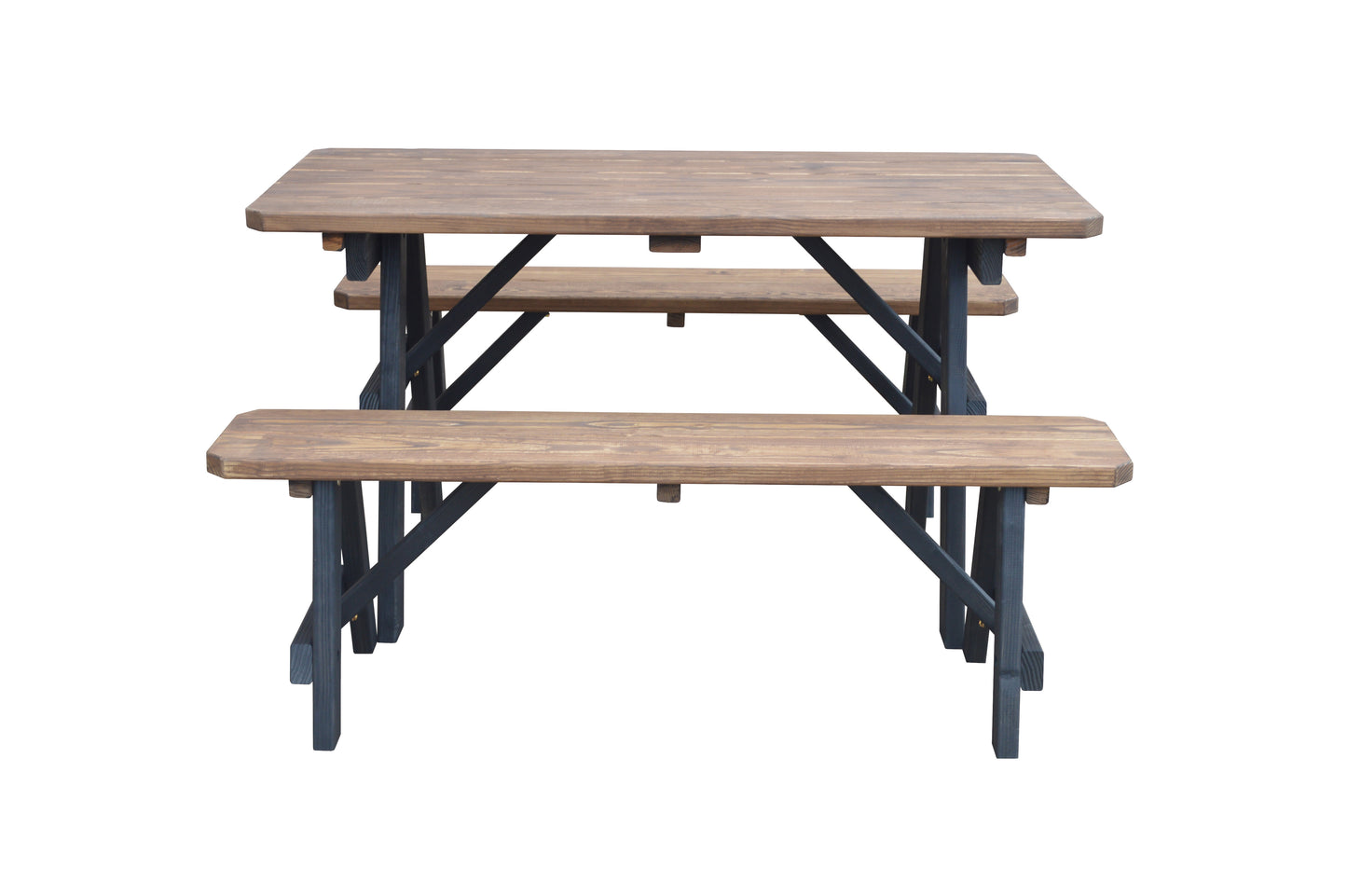 A&L Furniture Co. Pressure Treated Pine 5' Traditional Picnic Table w/2 Benches Mushroom on Black - LEAD TIME TO SHIP 10 BUSINESS DAYS