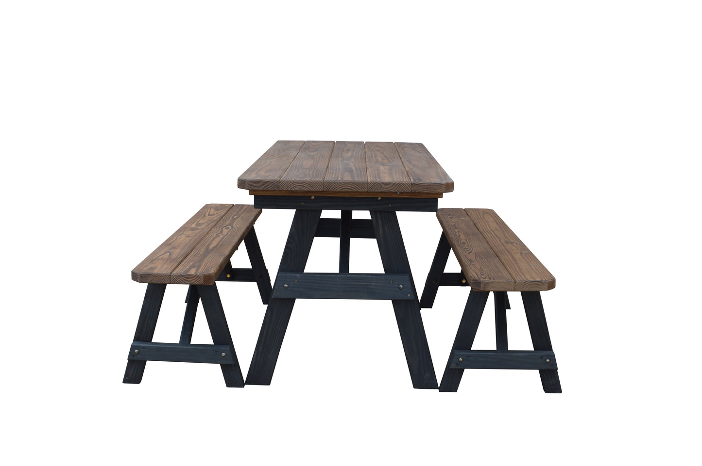 A&L Furniture Co. Pressure Treated Pine 5' Traditional Picnic Table w/2 Benches Mushroom on Black - LEAD TIME TO SHIP 10 BUSINESS DAYS