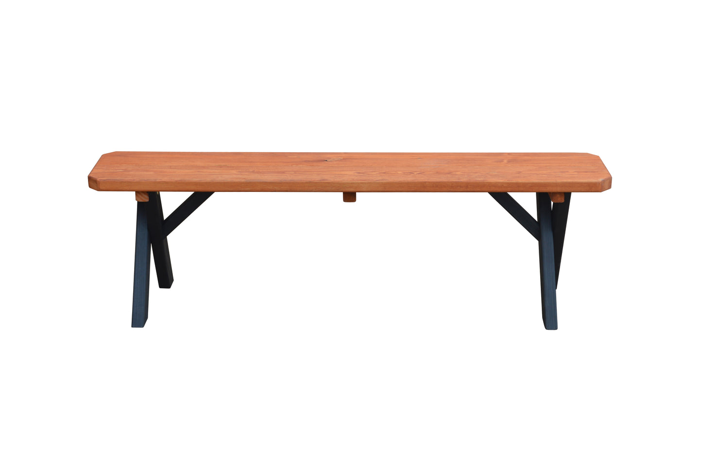 A&L Furniture Co. Pressure Treated Pine 5" Crossleg Bench Only Redwood on Black - LEAD TIME TO SHIP 10 BUSINESS DAYS