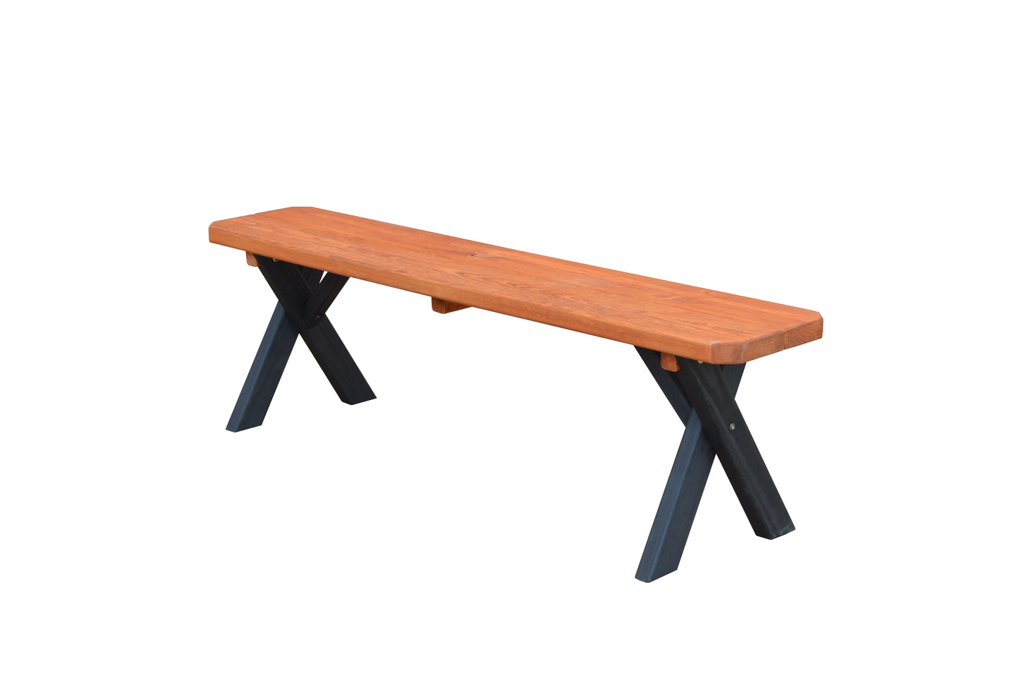 A&L Furniture Co. Pressure Treated Pine 5" Crossleg Bench Only Redwood on Black - LEAD TIME TO SHIP 10 BUSINESS DAYS