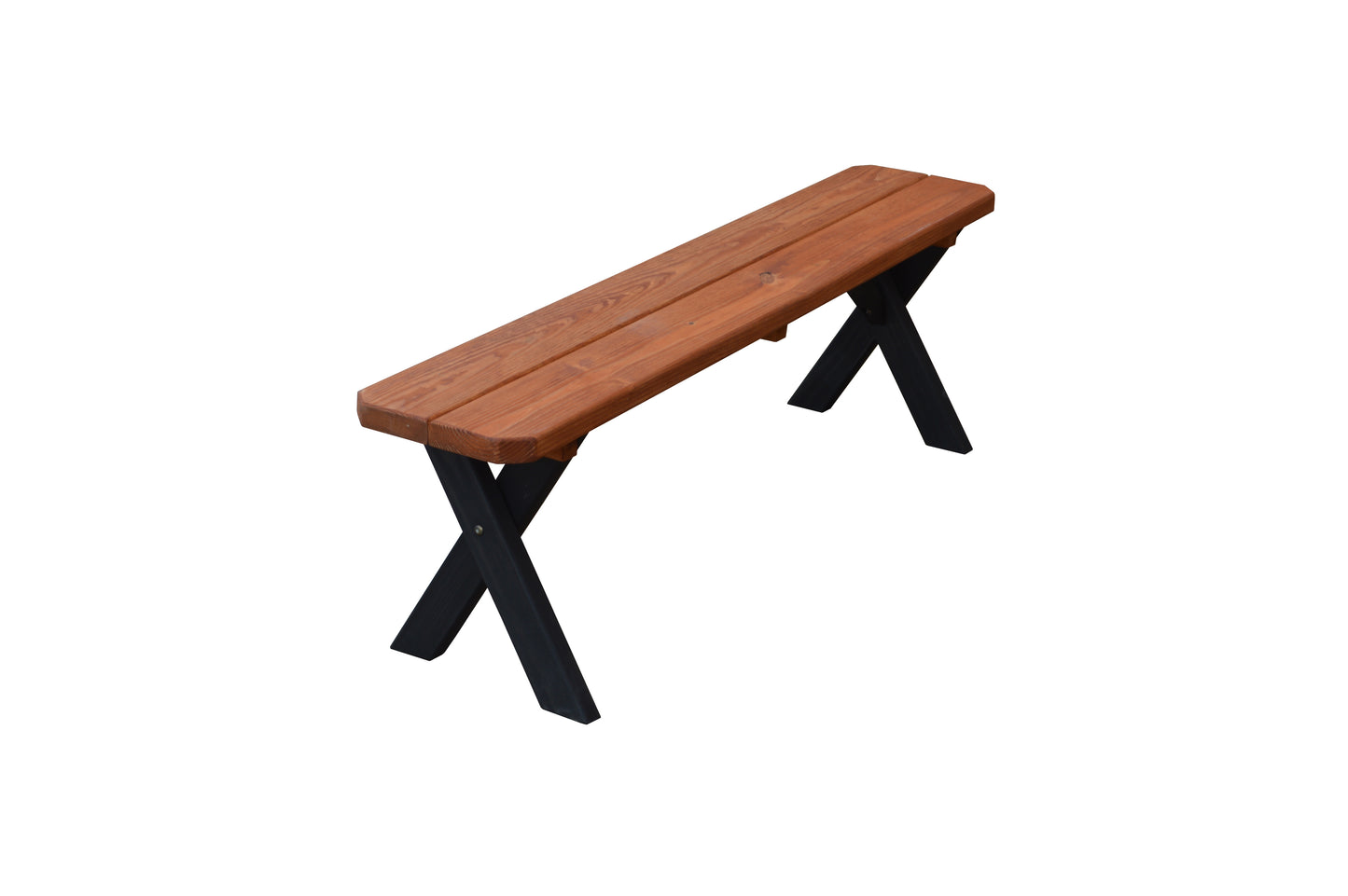 A&L Furniture Co. Pressure Treated Pine 5" Crossleg Bench Only Redwood on Black - LEAD TIME TO SHIP 10 BUSINESS DAYS