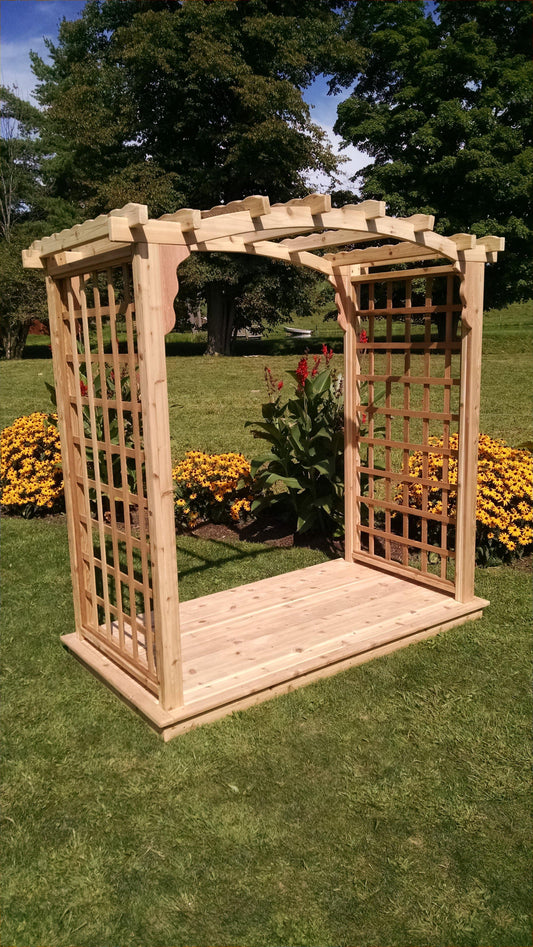 A&L Furniture Co. Western Red Cedar 6' Cambridge Arbor w/ Deck & Swing - LEAD TIME TO SHIP 2 WEEKS