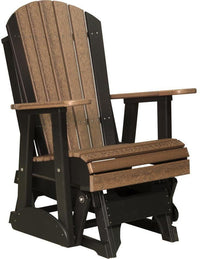 LUXCRAFT RECYCLED PLASTIC 2' ADIRONDACK GLIDER CHAIR - Antique Mahogany on Black