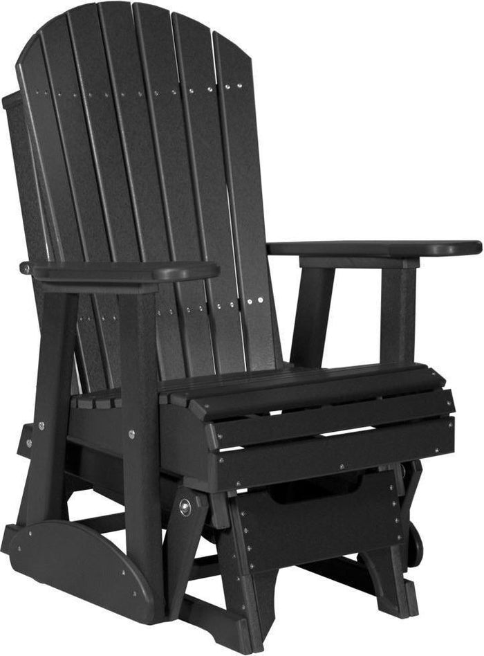 luxcraft recycled plastic 2' adirondack glider chair black