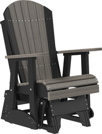 luxcraft recycled plastic 2' adirondack glider chair coastal gray on black