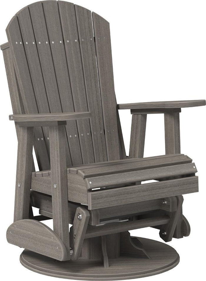 luxcraft recycled plastic 2' adirondack swivel glider chair coastal gray