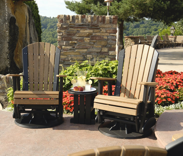 Swivel Adirondack Poly Glider Antique Mahogany Black Chair set