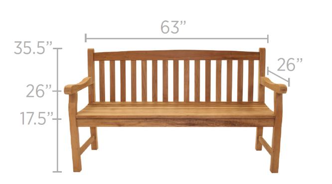 Royal Teak Collection Outdoor Classic Three-Seater Patio Bench - SHIPS WITHIN 1 TO 2 BUSINESS DAYS
