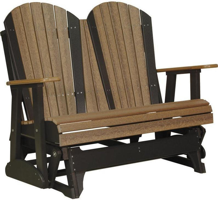 luxcraft recycled plastic 4' adirondack glider chair antique mahogany on black