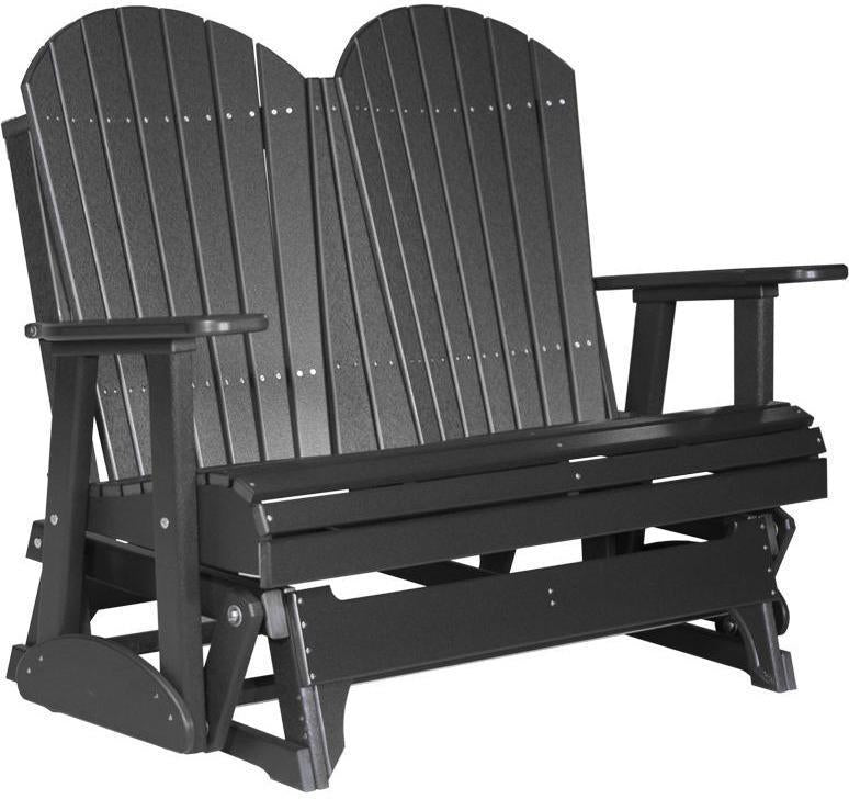 luxcraft recycled plastic 4' adirondack glider chair black