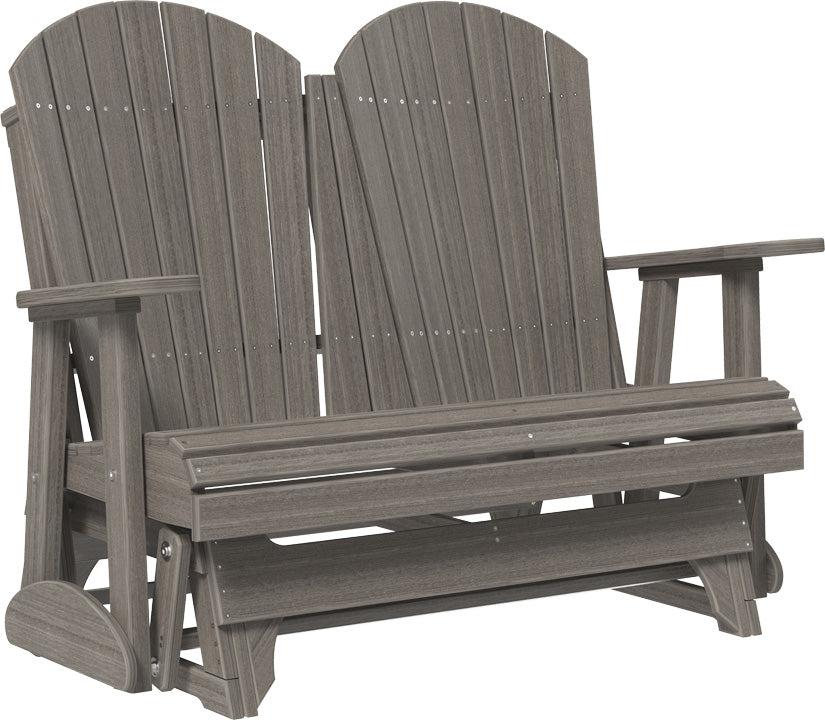 luxcraft recycled plastic 4' adirondack glider chair coastal gray