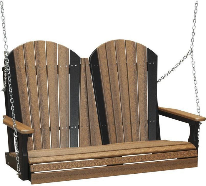 LuxCraft Adirondack 4ft. Recycled Plastic Porch Swing - Antique Mahogany