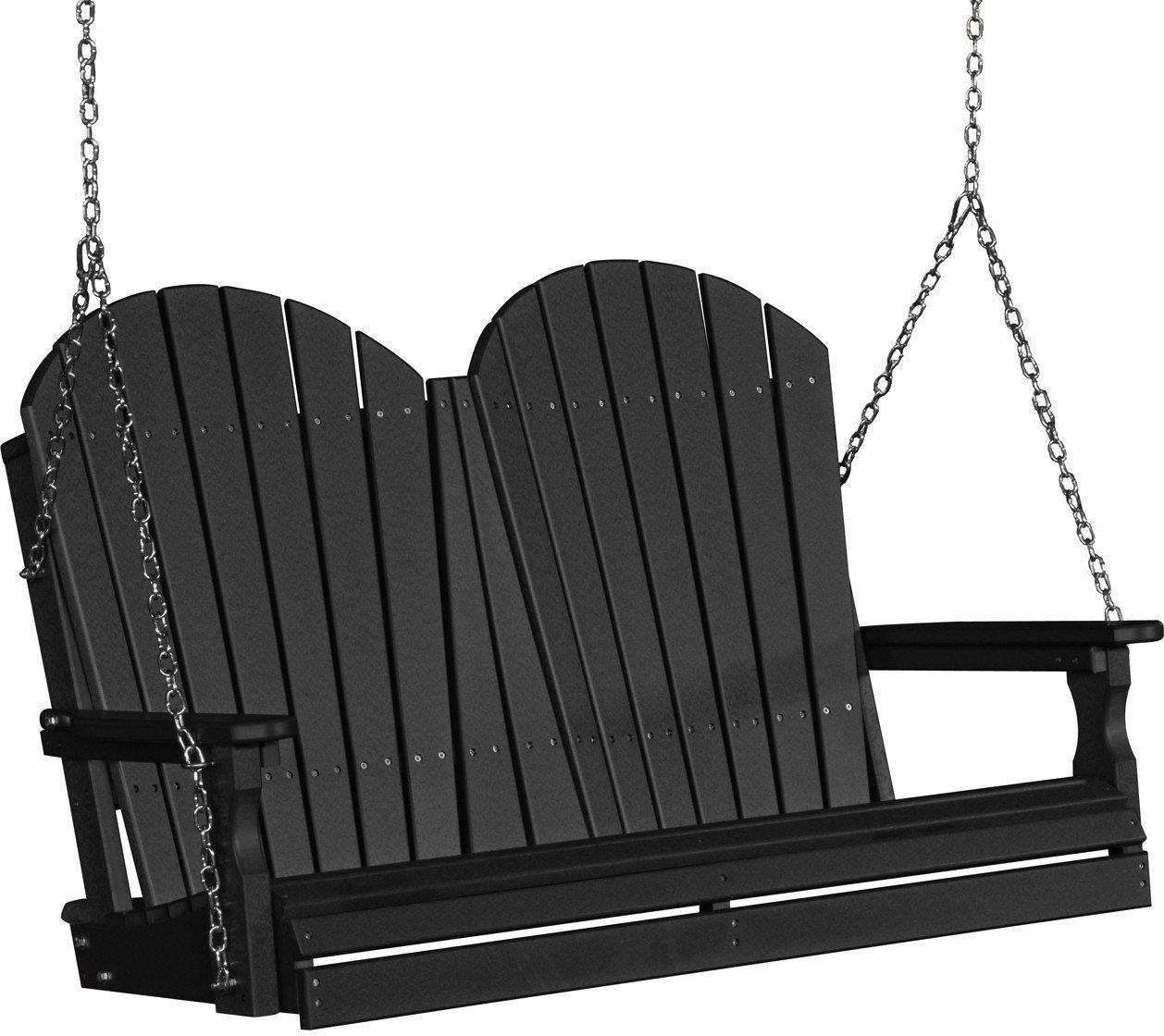 LuxCraft Adirondack 4ft. Recycled Plastic Porch Swing - Black