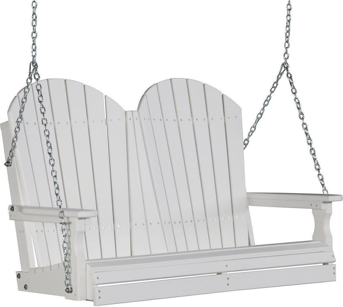 LuxCraft Adirondack 4ft. Recycled Plastic Porch Swing - White