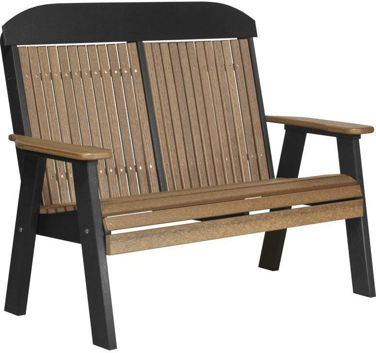 LuxCraft Classic Highback Recycled Plastic 4ft Bench  - LEAD TIME TO SHIP 7 BUSINESS DAYS OR LESS