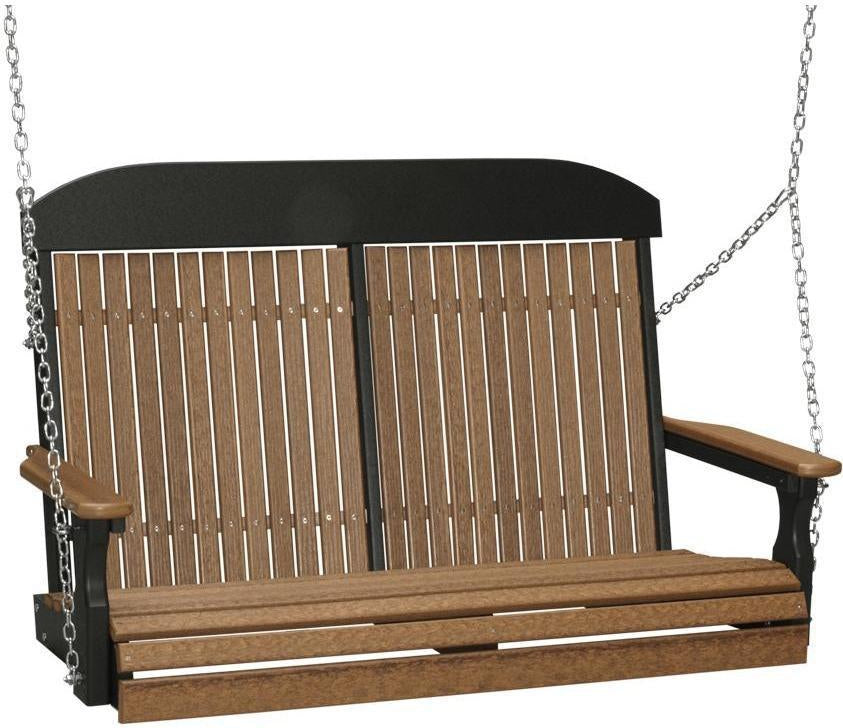 LuxCraft Classic Highback 4ft. Recycled Plastic Porch Swing  - LEAD TIME TO SHIP 7 BUSINESS DAYS OR LESS