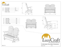 luxcraft recycled plastic 4' adirondack glider chair dimensions page