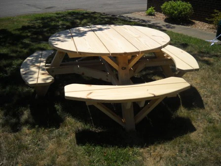 Moon Valley Rustic Cedar 56 inch Round Picnic Table (With Attached Benches) - LEAD TIME TO SHIP 4 WEEKS OR LESS