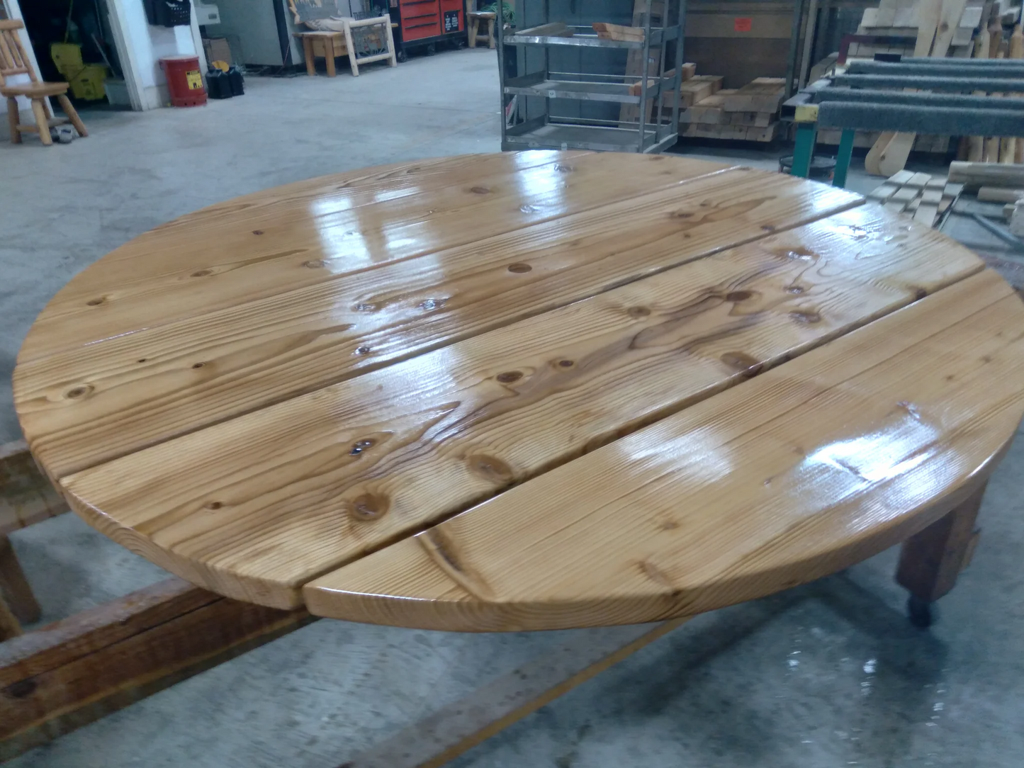Moon Valley Rustic Cedar 56 inch Round Picnic Table (With Attached Benches) - LEAD TIME TO SHIP: (UNFINISHED - 2 WEEKS) - (FINISHED - 4 WEEKS)