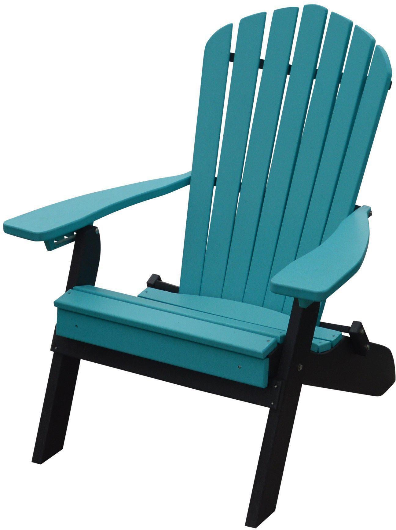 poly folding reclining adirondack chair pullout ottoman aruba blue on black