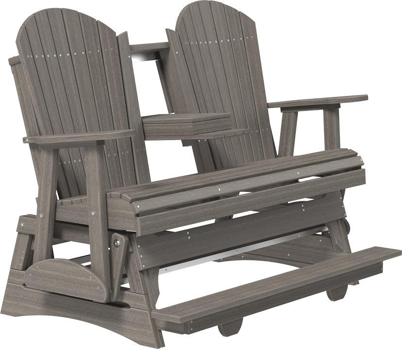 luxcraft counter height recycled plastic 5ft adirondack balcony glider coastal gray