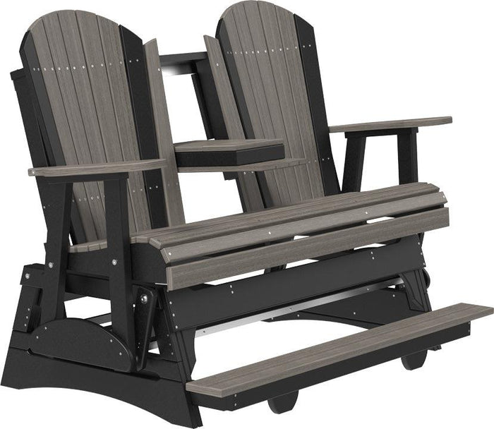 luxcraft counter height recycled plastic 5ft adirondack balcony glider coastal gray on black