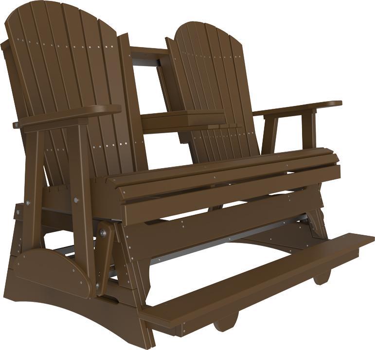 luxcraft counter height recycled plastic 5ft adirondack balcony glider chestnut brown