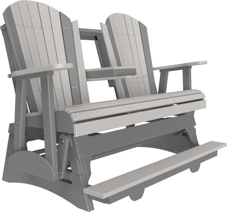 luxcraft counter height recycled plastic 5ft adirondack balcony glider dove gray on slate
