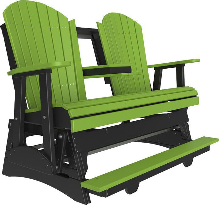 luxcraft counter height recycled plastic 5ft adirondack balcony glider lime green on black