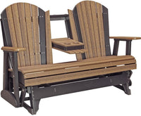 luxcraft recycled plastic 5' adirondack glider chair with flip down center console antique mahogany on black