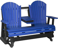 LuxCraft Recycled Plastic 5' Adirondack Glider Chair With Flip Down Center Console - Rocking Furniture