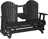 LuxCraft Recycled Plastic 5' Adirondack Glider Chair With Flip Down Center Console - Rocking Furniture