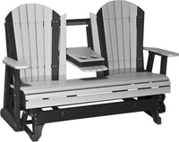 LuxCraft Recycled Plastic 5' Adirondack Glider Chair With Flip Down Center Console - Rocking Furniture