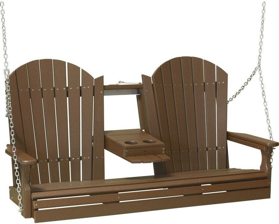 poly 5ft adirondack swing chestnut brown