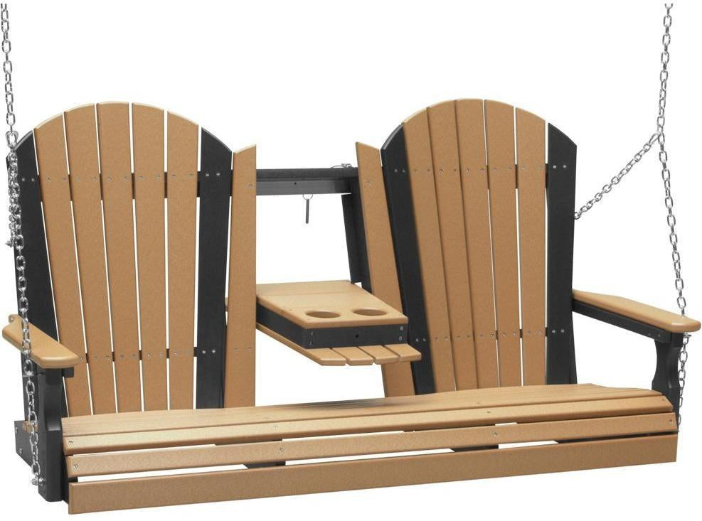 poly 5ft adirondack swing cedar on black