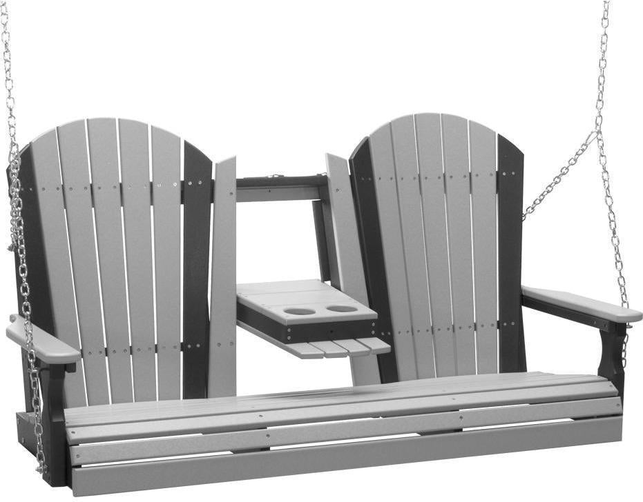 poly 5ft adirondack swing dove gray on black