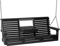 luxcraft rollback 5ft recycled plastic plain porch swing black
