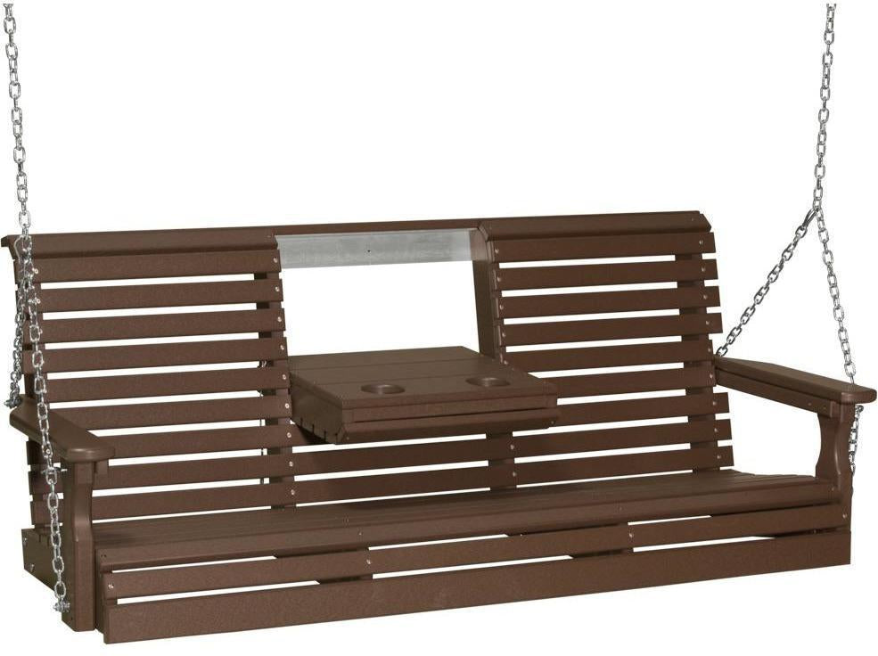 luxcraft rollback 5ft recycled plastic plain porch swing chestnut brown