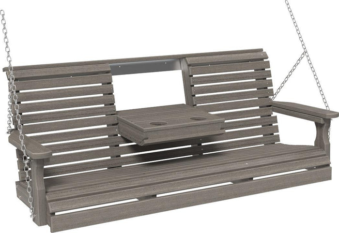 luxcraft rollback 5ft recycled plastic plain porch swing coastal gray