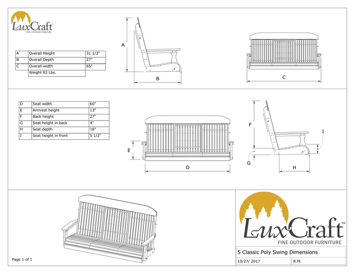 poly 5ft classic swing dimensions page