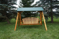 moon valley rustic 5ft varnished lawn swing with greencanopy