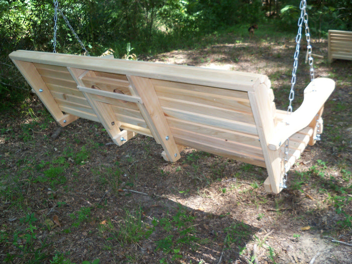 la cypress 5ft porch swing with flip down center console unfinished